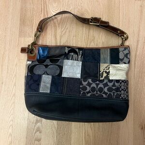 Rare Y2K Coach Denim Patchwork Tote Bag - Style 10003